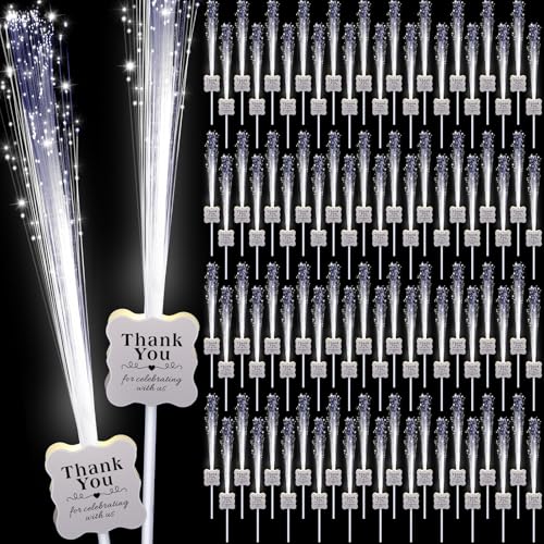Tujoe Weiße Glasfaserstäbe, Hochzeitswunderkerzen, Dankeschön für die Feier, mit US-LED-Leuchtstäben mit 3 Modi für Hochzeit, Brautparty, Geburtstag, leuchtet im Dunkeln, Partyzubehör, 100 Stück Tujoe Weiße Glasfaserstäbe, Hochzeitswunderkerzen, Dankeschön für die Feier, mit US-LED-Leuchtstäben mit 3 Modi für Hochzeit, Brautparty, Geburtstag, leuchtet im Dunkeln, Partyzubehör, 100 Stück von Tujoe