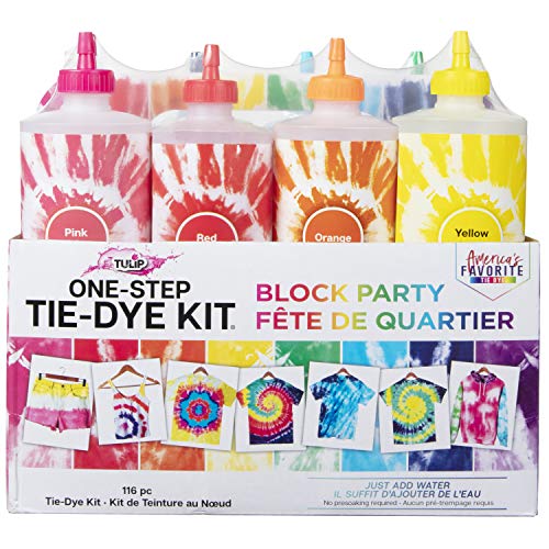 Tulip One-Step Tie-Dye Kit Block Party Batikfarbe, 473 ml, 8 Farben, Regenbogenfarben von Tulip One-Step Tie-Dye Kit
