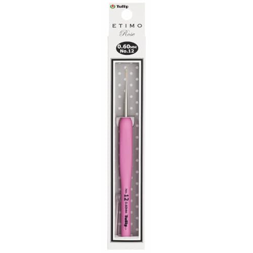 Tulip TEL-12E Crochet Hook, Stahl, Pink, Size 12 (0.6mm) von Tulip