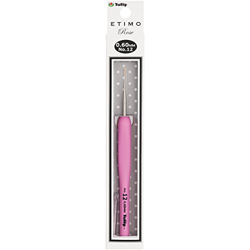 Tulip TEL-12E Crochet Hook, Stahl, Pink, Size 12 (0.6mm) von Tulip