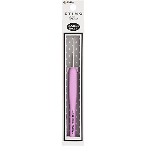 Tulip TEL-14E Crochet Hook, Stahl, Pink, Size 14 (0.5mm) von Tulip