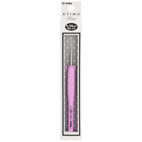 Tulip TEL-14E Crochet Hook, Stahl, Pink, Size 14 (0.5mm) von Tulip