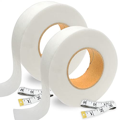 Tuloka 2er-Pack Saumband, 128m Aufbügeln Saumklebeband Hem Tape mit Maßband, für Vorhang Jeans Säume Hose Kleidung, 64m Länge 2,5cm Breite von Tuloka