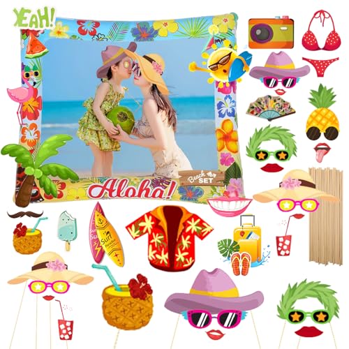 Hawaii Fotobox Accessoires,45 Stück Wiederverwendbare Foto Requisiten Set,Hawaii Thema Photo Booth Props,1 Stück 75x65cm Hawaii Aufblasbarer Fotorahmen und 44 Stück Sommerparty Zubehör Hawaii Fotobox Accessoires,45 Stück Wiederverwendbare Foto Requisiten Set,Hawaii Thema Photo Booth Props,1 Stück 75x65cm Hawaii Aufblasbarer Fotorahmen und 44 Stück Sommerparty Zubehör von Tulov