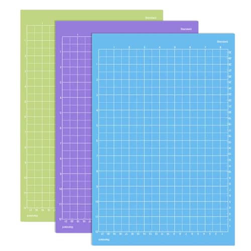 Tulov 3 Stück 21.6 x 30.5cm Schneidematte für Cricut Joy Xtra, 8,5 x 12 inch Schneidemaschine, drei Farben der Ersatzkleber klebrige Schneidematten(Blau&Grün&Lila) von Tulov