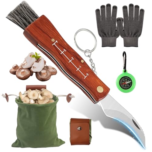 Tulov Pilzmesser mit Bürste Handschuhe und Pilzsammelbeutel Kompass,Pilzsammler Messer,Pilzsammeltasche, Messerschärfer,Klappmesser,Pilztasche,Pilzmesser Set Geschenk für Pilzsammler Tulov Pilzmesser mit Bürste Handschuhe und Pilzsammelbeutel Kompass,Pilzsammler Messer,Pilzsammeltasche, Messerschärfer,Klappmesser,Pilztasche,Pilzmesser Set Geschenk für Pilzsammler von Tulov