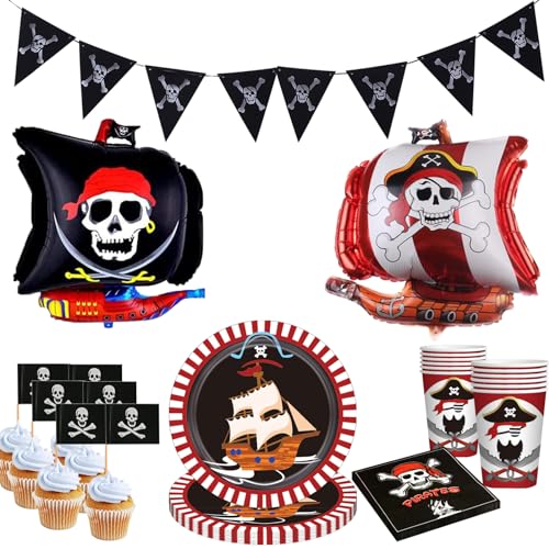 Piraten Partygeschirr Dekoration, Piraten kindergeburtstag deko set Partyzubehör für Piraten-Geburtstag, Dazu gehören Teller,Tasse,Tischdecke,Servietten, Banner, Luftballons für Kinder Mädchen Jungen Piraten Partygeschirr Dekoration, Piraten kindergeburtstag deko set Partyzubehör für Piraten-Geburtstag, Dazu gehören Teller,Tasse,Tischdecke,Servietten, Banner, Luftballons für Kinder Mädchen Jungen von Tulufanskrr