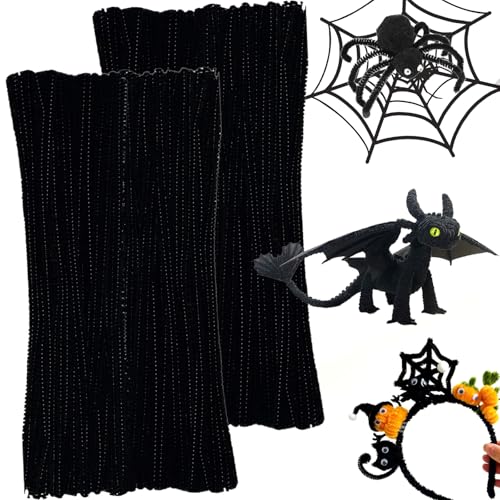 Tumihua 200 Stück schwarze Pfeifenreiniger zum Basteln - biegbare Drähte verstärkt, Bulk Chenille Stiele für Halloween Dekorationen, DIY Kunst, Handwerk Blumen | Ideal für Eltern, Lehrer, Bastler Tumihua 200 Stück schwarze Pfeifenreiniger zum Basteln - biegbare Drähte verstärkt, Bulk Chenille Stiele für Halloween Dekorationen, DIY Kunst, Handwerk Blumen | Ideal für Eltern, Lehrer, Bastler von Tumihua