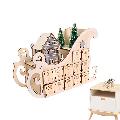 Adventskalender aus Holz, lustiger Adventskalender mit Holzkästen, 24 Tage Schiffsform, nachfüllbar, Weihnachtskalender aus Holz von Tumotsit