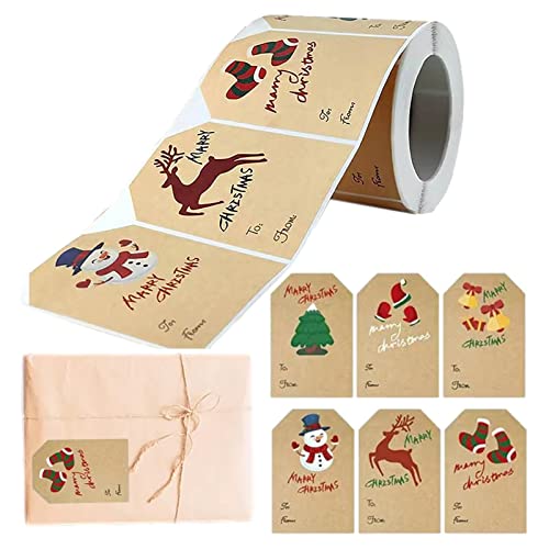 Etiketten, Weihnachts-Etiketten für Geschenke, selbstklebende Geschenketiketten (250 Stück/Rolle) von Tumotsit