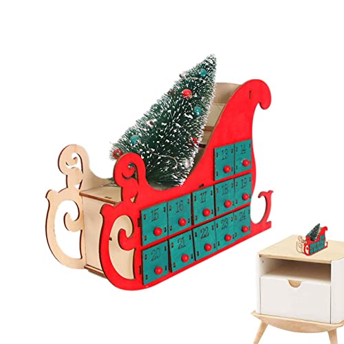 Holz Adventskalender mit Schubladen,Countdown Kalender Holz - 24 Tage schiffförmige nachfüllbare Holz Weihnachtskalender Tumotsit von Tumotsit
