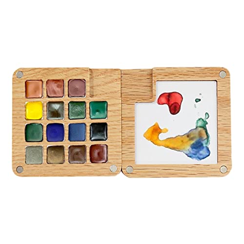 Reise-Aquarellpalette, tragbare Skizzenbuch-Palette, Holz, Reise-Farbpalette, 15 Fächer, magnetische Palette für Aquarellmalerei, Acrylmalerei, Farbschoner mit Deckel und Mischtablett Reise-Aquarellpalette, tragbare Skizzenbuch-Palette, Holz, Reise-Farbpalette, 15 Fächer, magnetische Palette für Aquarellmalerei, Acrylmalerei, Farbschoner mit Deckel und Mischtablett von Tumotsit