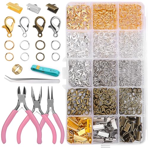 Tundi Schmuckherstellungs-Zubehörset,Schmuck Bastel Zubehör,Schmuck Reparatur Werkzeuge mit Biegerringe,Verschlüsse,Zange für Schmuck DIY Anfänger,Halskette Armband Machen Tundi Schmuckherstellungs-Zubehörset,Schmuck Bastel Zubehör,Schmuck Reparatur Werkzeuge mit Biegerringe,Verschlüsse,Zange für Schmuck DIY Anfänger,Halskette Armband Machen von Tundi
