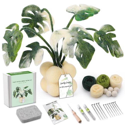 Tundi Nadelfilz-Set, Pflanzenfilz-Sets, Wollfilz-Set mit Filzwollbällen, Filznadeln, Wollfilzunterlage, Wollroving und Anleitung zum DIY-Filzen von Tundi