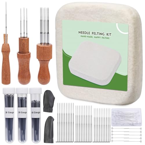 Tundi Nadelfilzwerkzeuge, 6x6 Zoll Wollfilzpad, 102 Stück Filznadeln, Filzwerkzeuge mit 3 Größen Holzgriffhalter für DIY Wollfilzprojekte Tundi Nadelfilzwerkzeuge, 6x6 Zoll Wollfilzpad, 102 Stück Filznadeln, Filzwerkzeuge mit 3 Größen Holzgriffhalter für DIY Wollfilzprojekte von Tundi