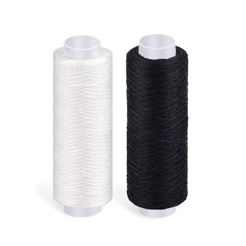 Tundi Nähgarn, Schwarz und Weiß, 2 Stück 200 yards, Polyester-Nähmaschinengarn für Nähmaschinen, Handnähen und Sticken Tundi Nähgarn, Schwarz und Weiß, 2 Stück 200 yards, Polyester-Nähmaschinengarn für Nähmaschinen, Handnähen und Sticken von Tundi