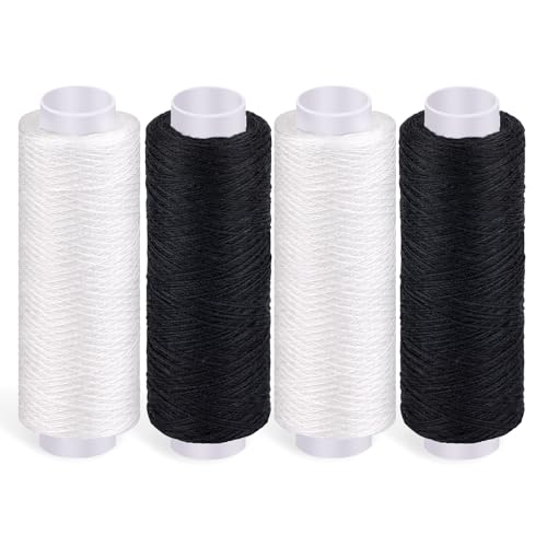 Tundi Nähgarn, Schwarz und Weiß, 4 Stück 200 yards, Polyester-Nähmaschinengarn für Nähmaschinen, Handnähen und Sticken Tundi Nähgarn, Schwarz und Weiß, 4 Stück 200 yards, Polyester-Nähmaschinengarn für Nähmaschinen, Handnähen und Sticken von Tundi