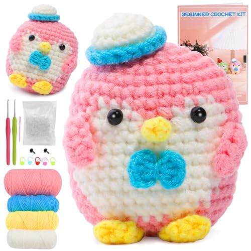Tundi Rosa Penguin Häkelset für Anfänger, Häkelset für Anfängertiere, süßes Häkel-Starterset mit Videoanleitung, Häkelnadeln, farbigen Garnen, Maschenmarkierern, komplettes Häkelset Tundi Rosa Penguin Häkelset für Anfänger, Häkelset für Anfängertiere, süßes Häkel-Starterset mit Videoanleitung, Häkelnadeln, farbigen Garnen, Maschenmarkierern, komplettes Häkelset von Tundi