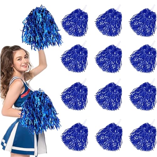 12 Stück Cheerleading Pompoms,Pom Pom Cheerleader,Blau Pom Poms aus Metallfolie,Cheerleader Bunte Pompons Handblume,Metallic Pompoms Cheerleading für Sportwettbewerb Tanzen Cheers Erwachsene Kinder 12 Stück Cheerleading Pompoms,Pom Pom Cheerleader,Blau Pom Poms aus Metallfolie,Cheerleader Bunte Pompons Handblume,Metallic Pompoms Cheerleading für Sportwettbewerb Tanzen Cheers Erwachsene Kinder von Tundwhite