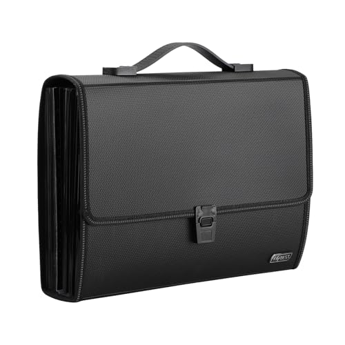 Datei Organizer A4, Dokumentenmappe 26 Fächern Große Kapazität Erweiterbare Datei Ordner Taschen Portable Kunststoff Ordnungsmappe mit Griff für Reisen Schule Büro Schwarz von Tunejoy