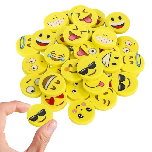 Emoji Kinder Radiergummi 144 Stücke Smiley Radierer Geschenke für Geburtstag Party Festival neues Jahr Weihnachten, gelb von Tunejoy