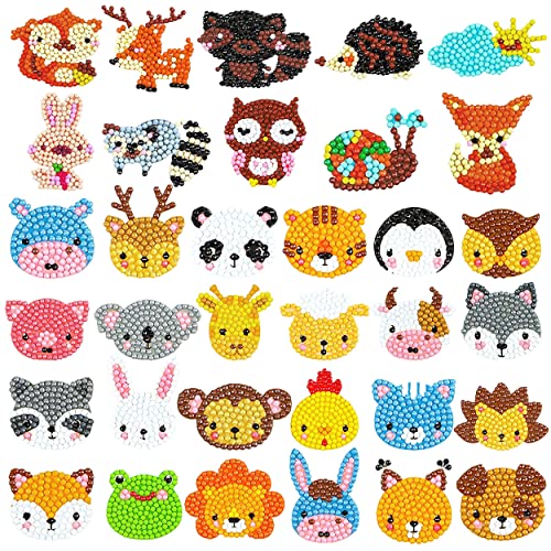 Tunejoy Diamond Painting Set für Kinder 5D Diamant Malerei Kits DIY Tiere Diamant Kits Aufkleber für Kinder und Erwachsene Anfänger 34 Stück von Tunejoy