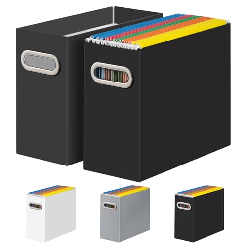 Tunnkit Aktenordner, Papp-Aktenbox für Briefgröße, zusammenklappbar, Hängeregistraturordner, Aufbewahrungs-Organizer mit Griffen für Büro/Zuhause/Schule, schwarz, 2 Packungen Tunnkit Aktenordner, Papp-Aktenbox für Briefgröße, zusammenklappbar, Hängeregistraturordner, Aufbewahrungs-Organizer mit Griffen für Büro/Zuhause/Schule, schwarz, 2 Packungen von Tunnkit