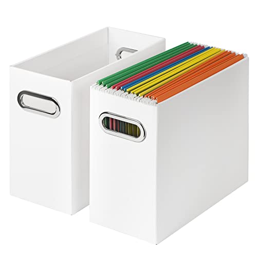 Tunnkit Karton-Aktenbox für Briefform, faltbar, Hängeregistratur-Organizer mit Griffen für Büro/Zuhause/Schule, weiß, 2 Packungen von Tunnkit