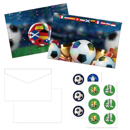 Tuofang 12 Fussball EURO 2024 Germany Einladungskarten im Karten-Set, 12 Umschlägen+12 Aufkleber, für alle Fußballbegeisterten (B) von Tuofang