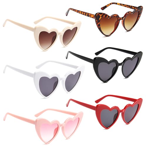 Tuofang 6 Stück Herz Sonnenbrille, Sonnenbrillen Set, Lustige Sonnenbrille Kinder und Erwachsene, Herzbrille für Damen Tuofang 6 Stück Herz Sonnenbrille, Sonnenbrillen Set, Lustige Sonnenbrille Kinder und Erwachsene, Herzbrille für Damen von Tuofang
