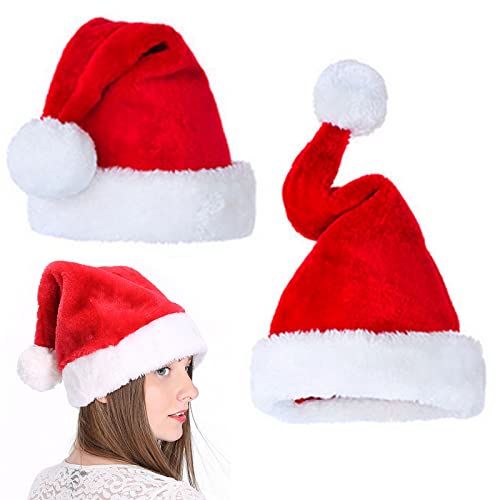 Tuofang Weihnachtsmütze, Nikolausmütze 2 Stück, Rot Weihnachtsfeier Hut, Weihnachten Mütze Plüsch, Verdicken Weihnachtsmann Hut Für Kinder Und Erwachsene von Tuofang