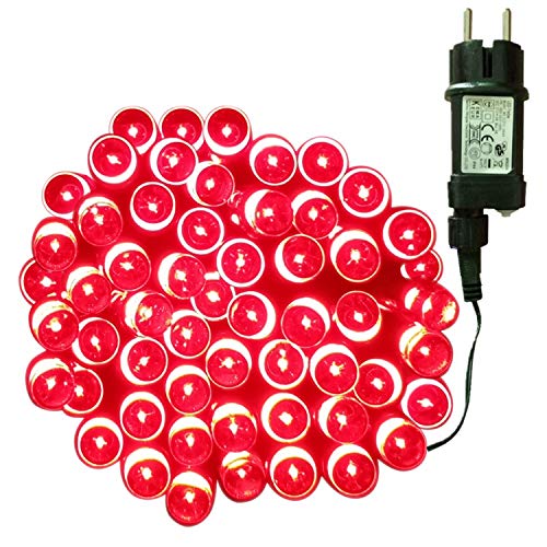 Tuokay, Innen Lichterkette mit Stecker, 13m 100 LED 8 Modi Wasserdicht, Dekorative Girlande Kette für Balkon Terrasse Hof Garten Weihnachtsbaum Party Fest Deko (Rot) von Tuokay