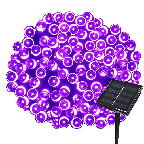 Tuokay, Solar Lichterkette Außen, 22m 200 LED 8 Modi Wasserdicht LED Außenlichterkette, Dekorative Beleuchtung für Garten Balkon Pavillon Terrasse Rasen Hof Zaun Fest Deko (Lila) von Tuokay