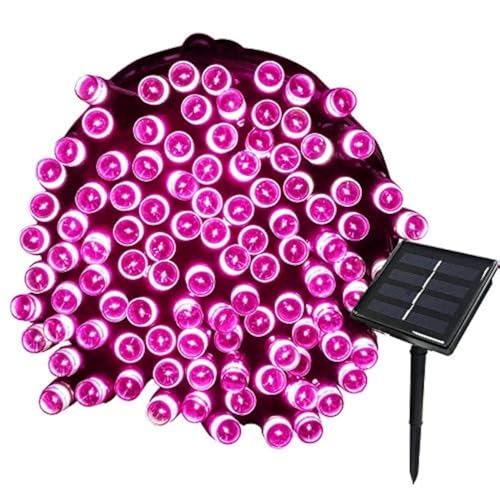 Tuokay, Solar Lichterkette Außen, 22m 200 LED 8 Modi Wasserdicht LED Außenlichterkette, Dekorative Beleuchtung für Garten Balkon Pavillon Terrasse Rasen Hof Zaun Fest Deko (Rosa) von Tuokay