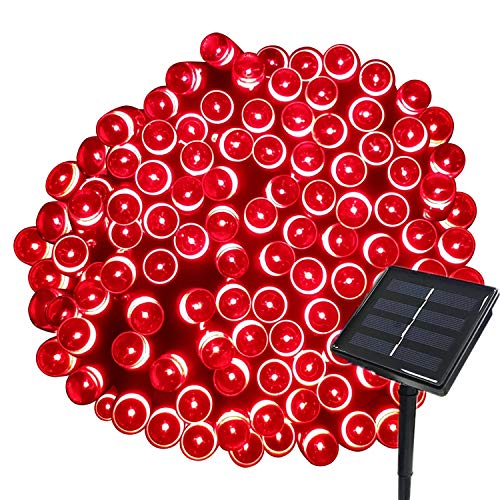 Tuokay, Solar Lichterkette Außen, 22m 200 LED 8 Modi, Wasserdicht LED Außenlichterkette, Dekorative Beleuchtung für Garten Balkon Pavillon Terrasse Rasen Hof Zaun Deko (Rot) von Tuokay