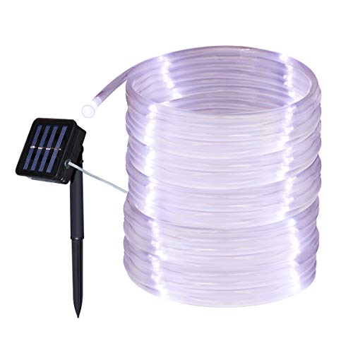 Tuokay, Solar Lichterkette Schlauch Außen, 10m 100 LED 8 Modi Wasserdicht LED Außen Lichterkette, Dekorative Beleuchtung für Garten Balkon Pavillon Terrasse Rasen Hof Zaun Deko (Weiß) von Tuokay