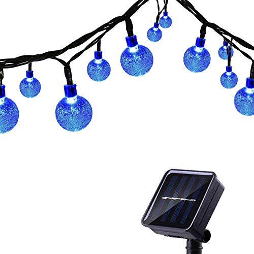 Tuokay Solar Lichterkette Außen 6,5m 30 LED 8 Modi Wasserdicht LED Außenlichterkette mit Kugel, Dekorative Beleuchtung für Garten Balkon Pavillon Terrasse Rasen Hof Zaun Hochzeit Deko (Blau) von Tuokay