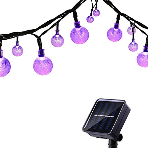 Tuokay Solar Lichterkette Außen 6,5m 30 LED 8 Modi Wasserdicht LED Außenlichterkette mit Kugel, Dekorative Beleuchtung für Garten Balkon Pavillon Terrasse Rasen Hof Zaun Deko (Lila) von Tuokay