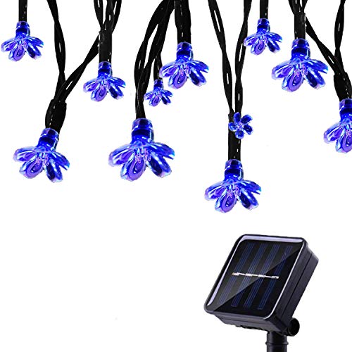 Tuokay Solar Lichterkette Außen 7m 50 LED 8 Modi Wasserdicht LED Außenlichterkette mit Blumen, Dekorative Beleuchtung für Garten Balkon Pavillon Terrasse Rasen Hof Zaun Deko (Blau) von Tuokay