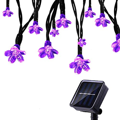 Tuokay Solar Lichterkette Außen 7m 50 LED 8 Modi Wasserdicht LED Außenlichterkette mit Blumen, Dekorative Beleuchtung für Garten Balkon Pavillon Terrasse Rasen Hof Zaun Deko (Lila) von Tuokay