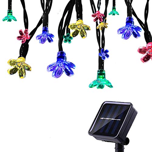 Tuokay Solar Lichterkette Außen 7m 50 LED 8 Modi Wasserdicht LED Außenlichterkette mit Blumen, Dekorative Beleuchtung für Garten Balkon Pavillon Terrasse Rasen Hof Zaun Deko (Mehrfarbig) von Tuokay