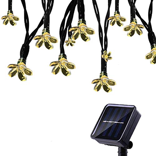 Tuokay Solar Lichterkette Außen 7m 50 LED 8 Modi Wasserdicht LED Außenlichterkette mit Blumen, Dekorative Beleuchtung für Garten Balkon Pavillon Terrasse Rasen Hof Zaun Deko (Warmweiß) von Tuokay