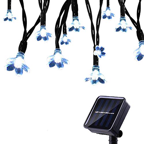 Tuokay Solar Lichterkette Außen 7m 50 LED 8 Modi Wasserdicht LED Außenlichterkette mit Blumen, Dekorative Beleuchtung für Garten Balkon Pavillon Terrasse Rasen Hof Zaun Deko (Weiß) von Tuokay