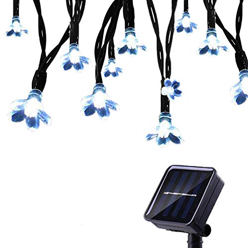 Tuokay Solar Lichterkette Außen 7m 50 LED 8 Modi Wasserdicht LED Außenlichterkette mit Blumen, Dekorative Beleuchtung für Garten Balkon Pavillon Terrasse Rasen Hof Zaun Hochzeit Deko (Weiß) von Tuokay