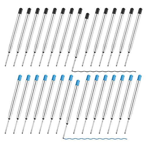 Kugelschreiberminen 30 Stück Austauschbare Kugelschreiber, Minen, Metallkugelschreiber, Tinte, glattes Schreiben (15 Stück, schwarz, 15 Stück, blau) von Tuoservo