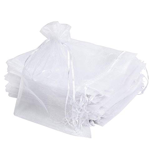 Tuoservo Organza-Seidensäckchen für Schmuck, Geschenk, Zucker, Münzen, Samen, Aufbewahrung, Hochzeit, Beutel, 10 x 15 cm, Weiß, 25 Stück von Tuoservo