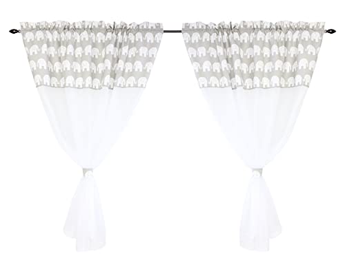 TupTam Kinderzimmer Voile Vorhänge Baby Gardinen mit Tunnelzug Set, Farbe: Elefant Weiß/Grau, Größe: ca. 140 x 160 cm TupTam Kinderzimmer Voile Vorhänge Baby Gardinen mit Tunnelzug Set, Farbe: Elefant Weiß/Grau, Größe: ca. 140 x 160 cm von TupTam