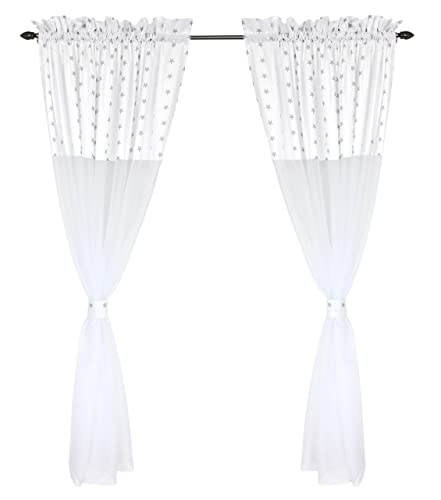 TupTam Kinderzimmer Voile Vorhänge Baby Gardinen mit Tunnelzug Set, Farbe: Sterne Weiß/Grau, Größe: ca. 140 x 245 cm TupTam Kinderzimmer Voile Vorhänge Baby Gardinen mit Tunnelzug Set, Farbe: Sterne Weiß/Grau, Größe: ca. 140 x 245 cm von TupTam
