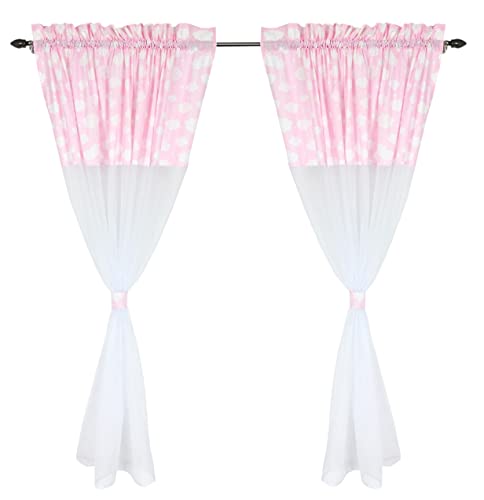 TupTam Kinderzimmer Voile Vorhänge Baby Gardinen mit Tunnelzug Set, Farbe: Wolken Rosa, Größe: ca. 140 x 160 cm von TupTam