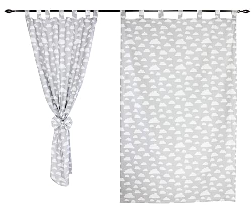 TupTam Kinderzimmer Vorhänge Baby Gardinen mit Schleifen 2er Set, Farbe: Wolken Weiß/Grau, Größe: ca. 155x95 cm TupTam Kinderzimmer Vorhänge Baby Gardinen mit Schleifen 2er Set, Farbe: Wolken Weiß/Grau, Größe: ca. 155x95 cm von TupTam